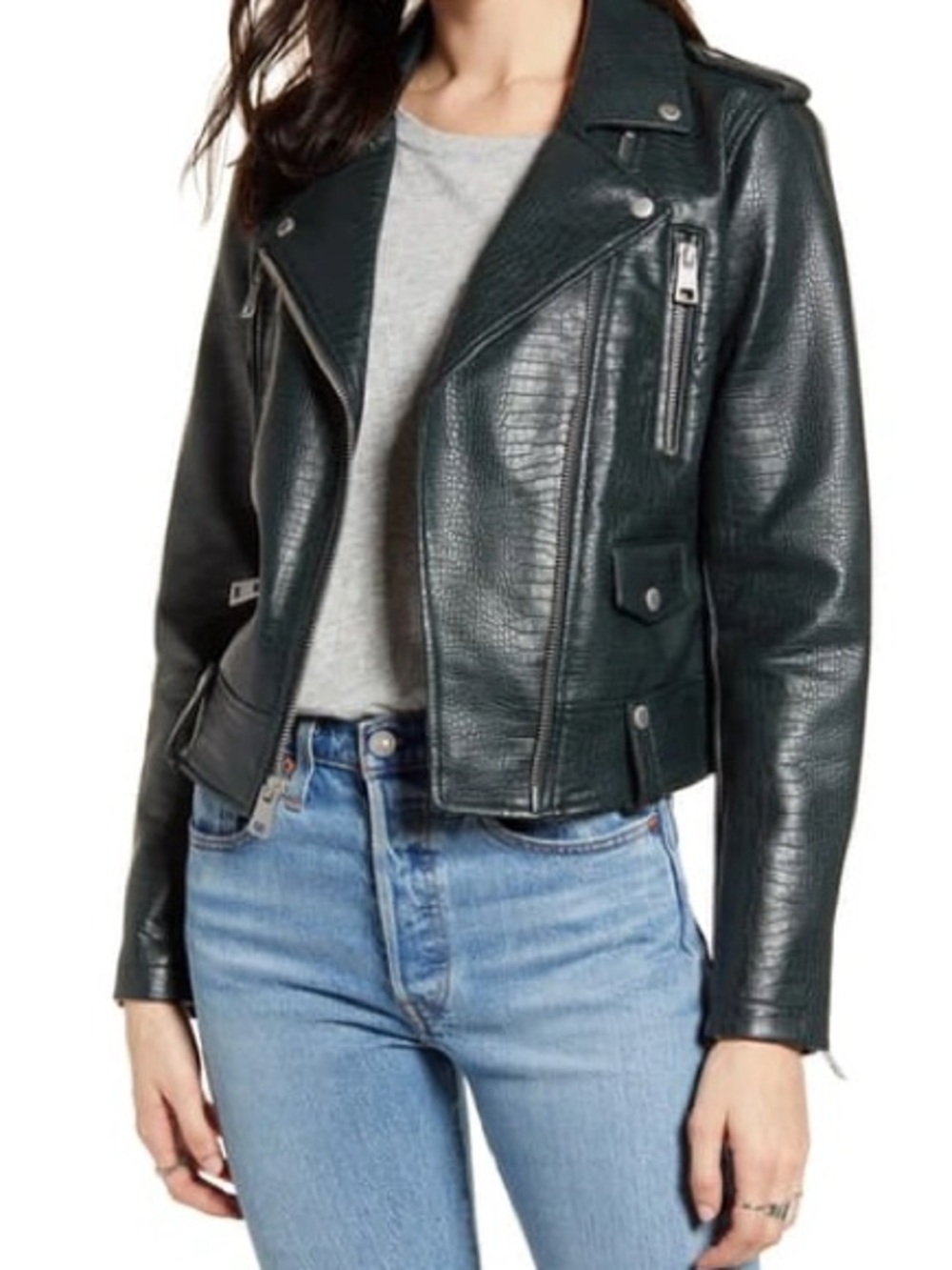 Levi's Asymmetrical Moto Chunky Zip Jacket Green Croc